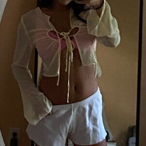 tiger mist yellow sheer top